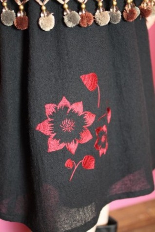 クレマチス刺繍ギャザースカート2