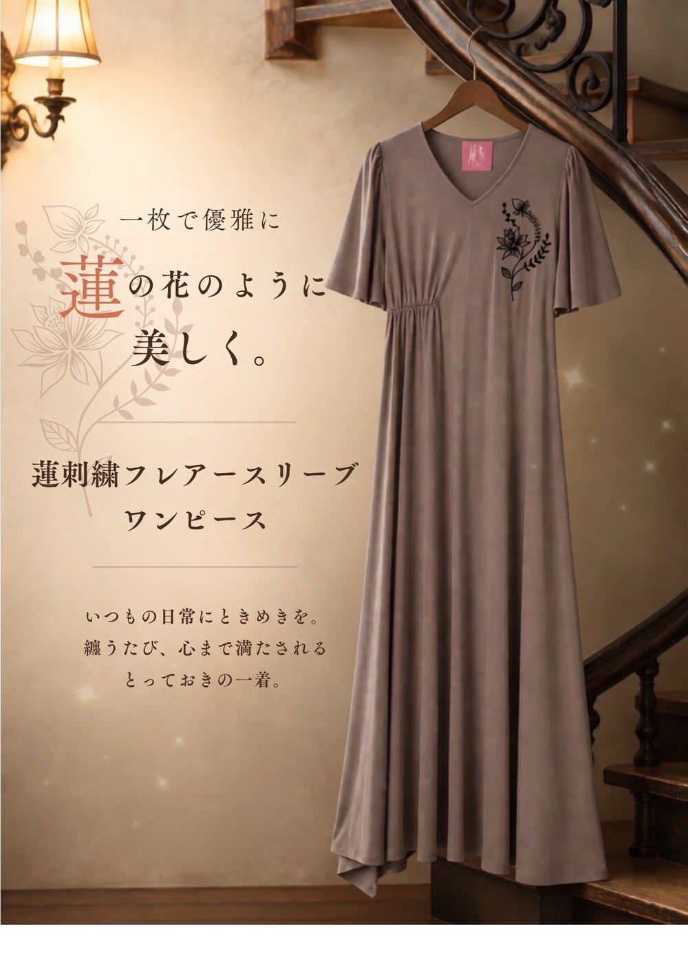 蓮刺繍フレアースリーブワンピース 特集ページ